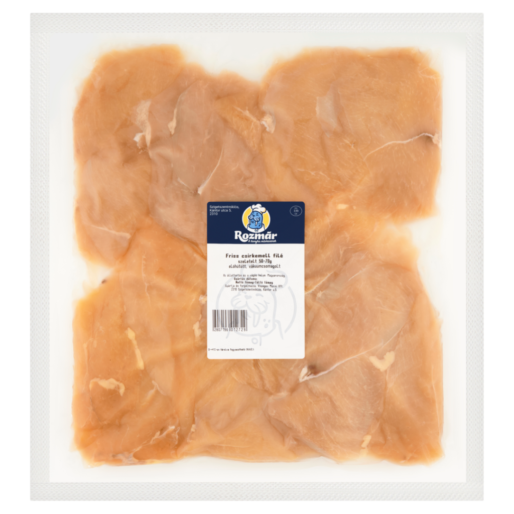 VSZ Csirkemellfilé, fagyasztott, szeletelt (50-70g)
